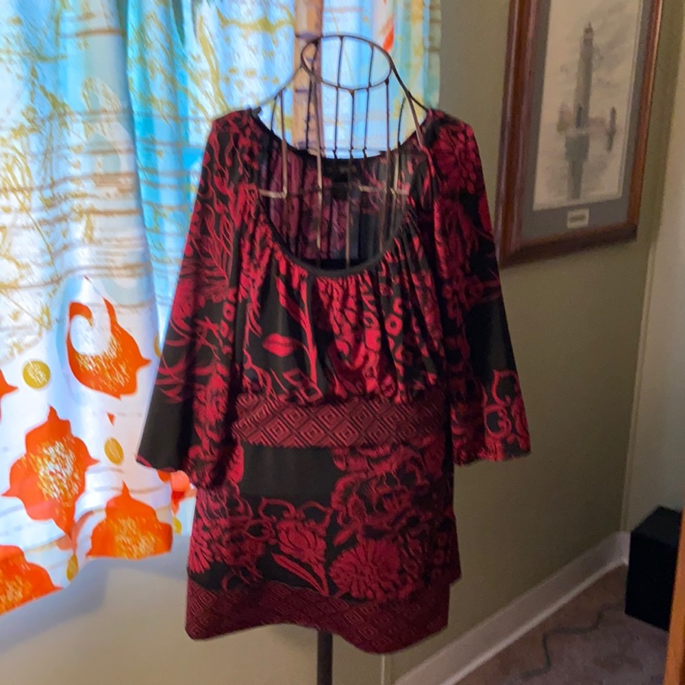 Red and black rayon shirt